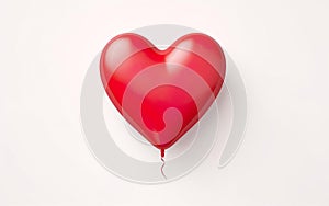 Simple red heart shaped balloon isolated on white background.