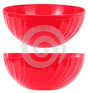 Simple red plastic bowl pot