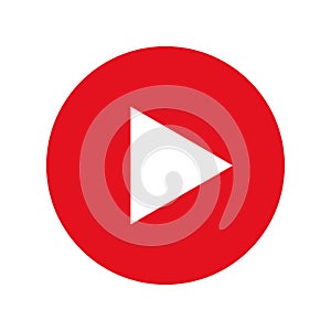 Simple red play button. Vector.