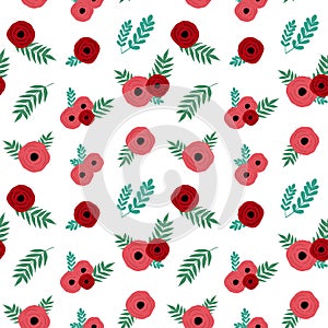 simple red rose flowers with green leaves vintage pattern seamless vector