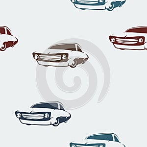 Simple Retro Car Vector Illustration Seamless Pattern