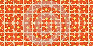 Simple, Retro Style Flowers Seamless Pattern - Summer or Sping Theme from the 60s, 70s photo