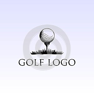 Simple Retro Vintage Ball Tee Grass Golf Sport Club Logo Design