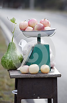 Simple roadside fruit stand