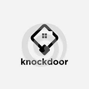 Simple rooftop home in door knock logo icon vector template