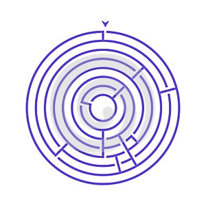 Simple round maze labyrinth game for kids. One of the puzzles from the set of child riddles