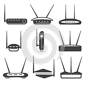 Simple router Icons set vector design