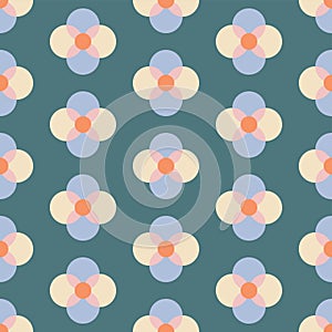 Simple 60s Style Minimal Vector Seamless Floral Pattern