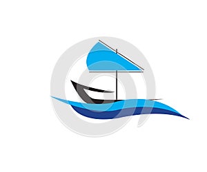Simple sailboat vector logo design