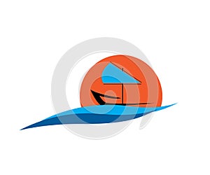 Simple sailboat vector logo design