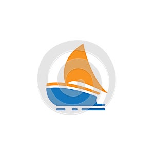 Simple Sailing Vessel Boat Sea Vacation Journey Logo