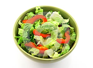 Simple salad in a green bowl