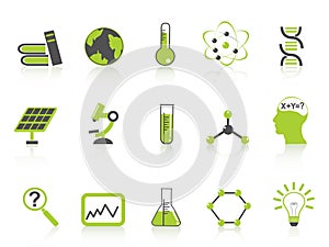 Simple science icons set,green series