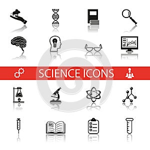 Simple Science and Research Icons Symbols Set