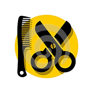 Simple Scissors comb hair salon logo illustration