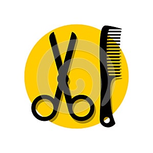 Simple Scissors comb hair salon logo illustration