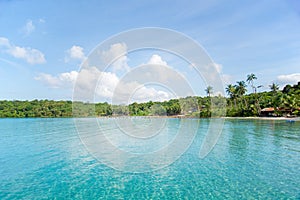 Simple sea transparent water and house