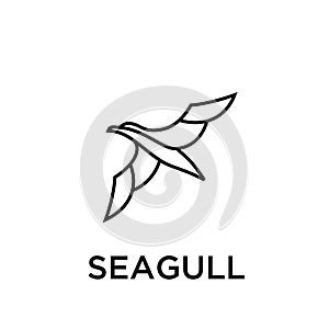 Simple seagull logo black outline line set silhouette logo icon designs vector for logo icon stamp