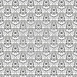 Abstract one-color seamless pattern of various elements