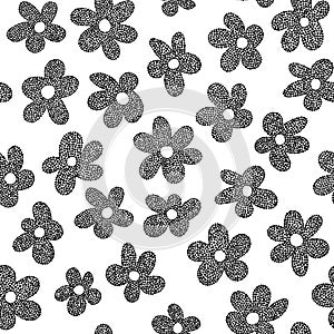 Simple seamless black and white pattern in polka dot style. Vector illustration