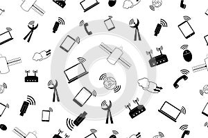 Simple seamless doodle Background - telecomunicaton Signal