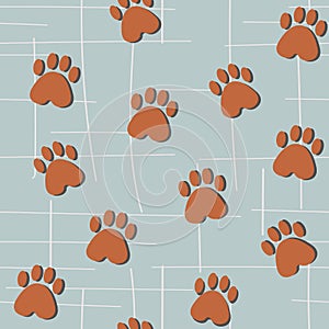 Simple seamless pattern. Animal paw prints. Vector print for children`s clothes, wallpaper. Gift wrap, paper and fabric