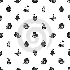 Simple seamless pattern of black minimalistic fruit icons