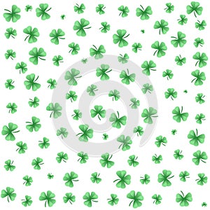 Simple seamless pattern with clovers leafs. St Patrick\'s Day symbol, Irish lucky shamrock background