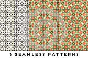 Simple seamless pattern collection with colorful geometric elements