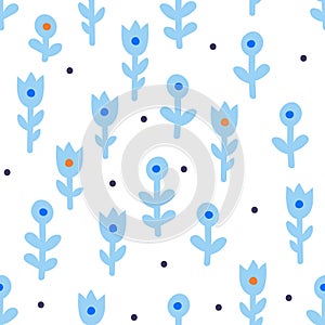 Simple seamless pattern with flowers