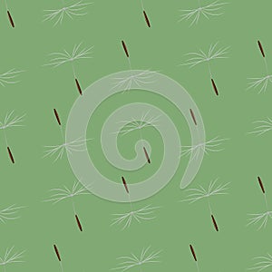 Simple seamless pattern with flying dandelion seeds or achenes on pappuses . Botanical vector illustration photo
