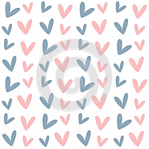 Simple seamless pattern with hearts. Cute endless print.