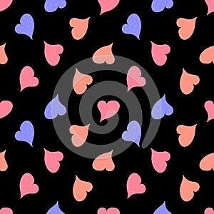 Simple seamless pattern with hearts. Valentines day background. Design for packaging, notebooks, planner and textiles