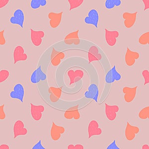 Simple seamless pattern with hearts. Valentines day background. Design for packaging, notebooks, planner and textiles