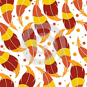 Simple seamless pattern with leaves or feathers.