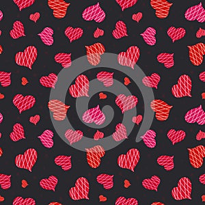 Simple seamless pattern with multicolored hearts. Valentines day background. Design for packaging, notebooks, planner