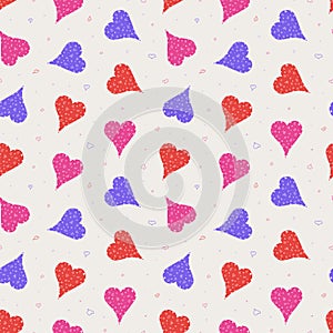 Simple seamless pattern with multicolored hearts. Valentines day background. Design for packaging, notebooks, planner