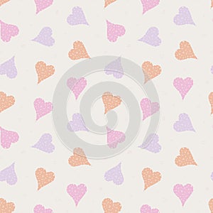 Simple seamless pattern with pastel hearts. Valentines day background. Design for packaging, notebooks, planner and