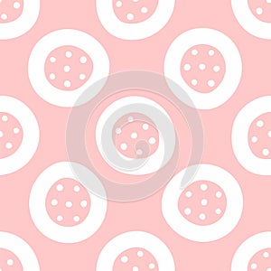 Simple seamless pattern with repeating circles and small dots. Drawn by hand.