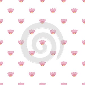 Simple seamless pattern with small pink flowers on a white background. Childrens texture with daisies. Vector floral wallpaper