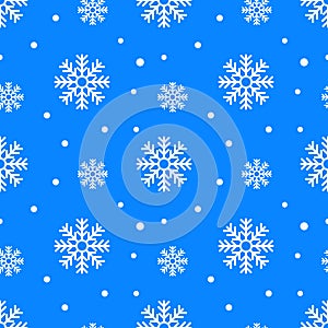 Simple seamless pattern with snowflakes. Winter endless background. Vector illustration