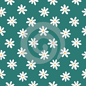 Simple seamless pattern with stylized daisies. Floral print. photo