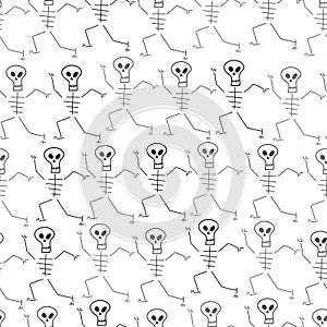 Simple seamless pattern. vector with stylized skeletons. ornament. hand drawing.