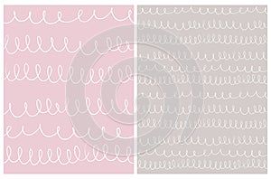Simple Seamless Vector Pattern with White Irregular Hand Drawn Lines.