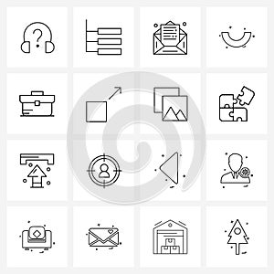 Simple Set of 16 Line Icons such as work, briefcase, email, melon, food