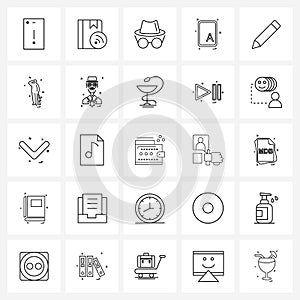 Simple Set of 25 Line Icons such as edit, text, detective, text, spy