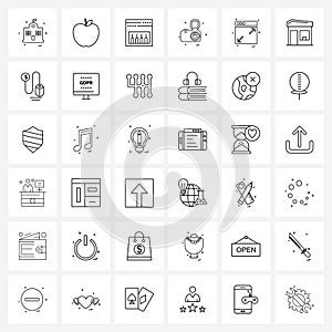 Simple Set of 36 Line Icons such as web layout, photography, industry, camera, image