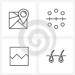 Simple Set of 4 Line Icons such as map, gallery, shipping, bounce, photos