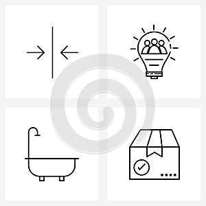 Simple Set of 4 Line Icons such as shrink, bathtub, idea, amenities, box