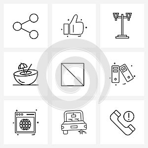 Simple Set of 9 Line Icons such as file, forbidden, lamp, closed, recreations